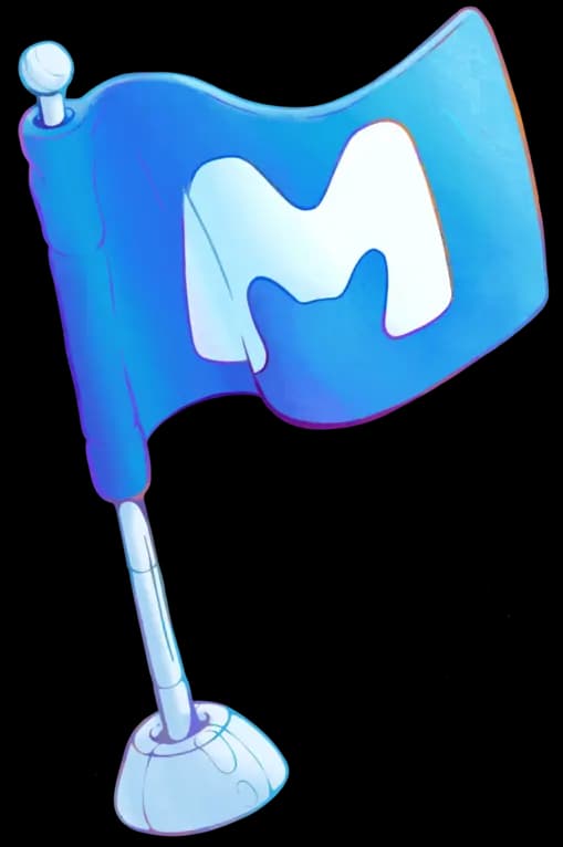 Flag planted in space scene